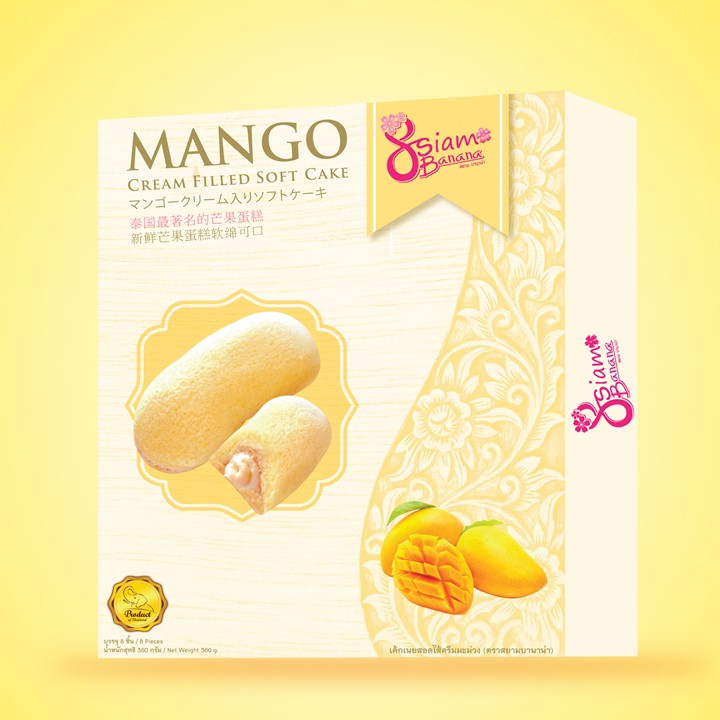 Thai Sponge cake with fresh fruit Mango Cream - Siam Banana