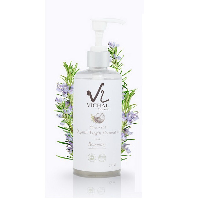 shower Gel Organic Virgin Coconut Oil & Rosemary - Vichal Organic 300ml
